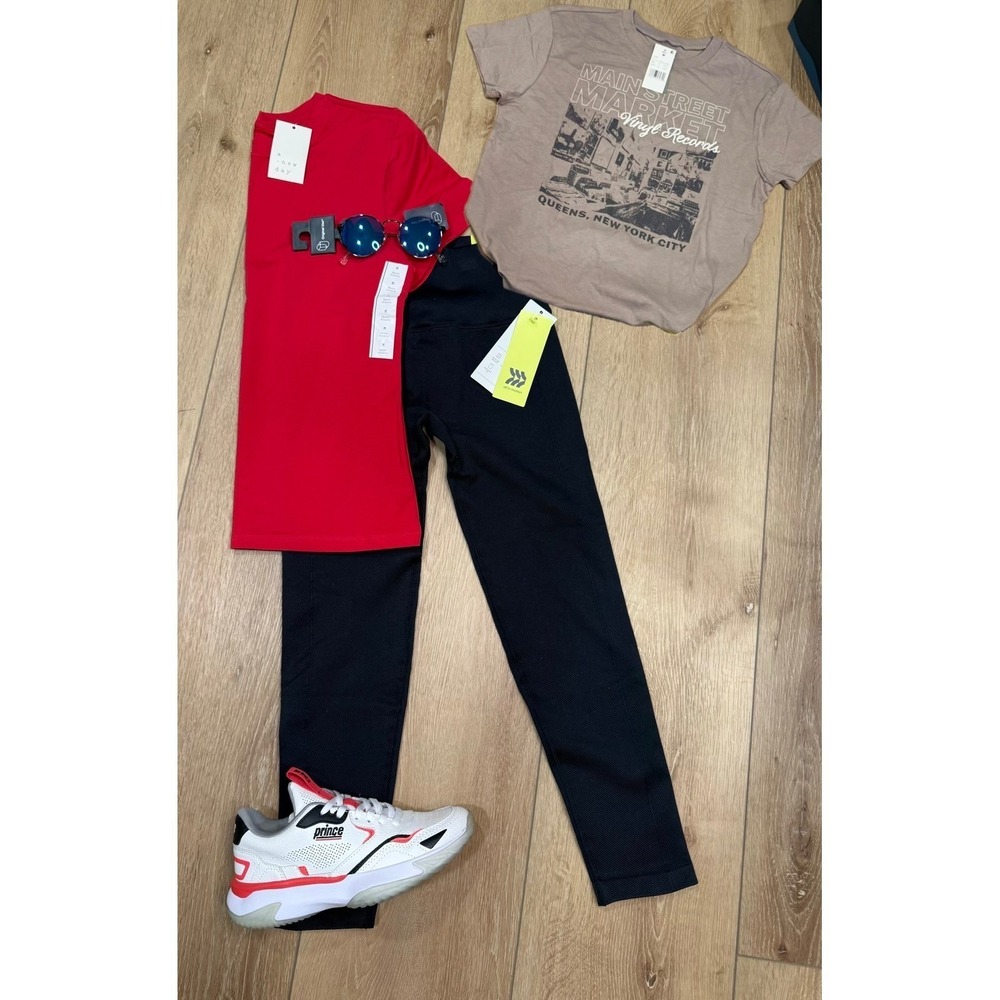 NWT entire outfit! Women's medium tops leggings shoes sunglasses